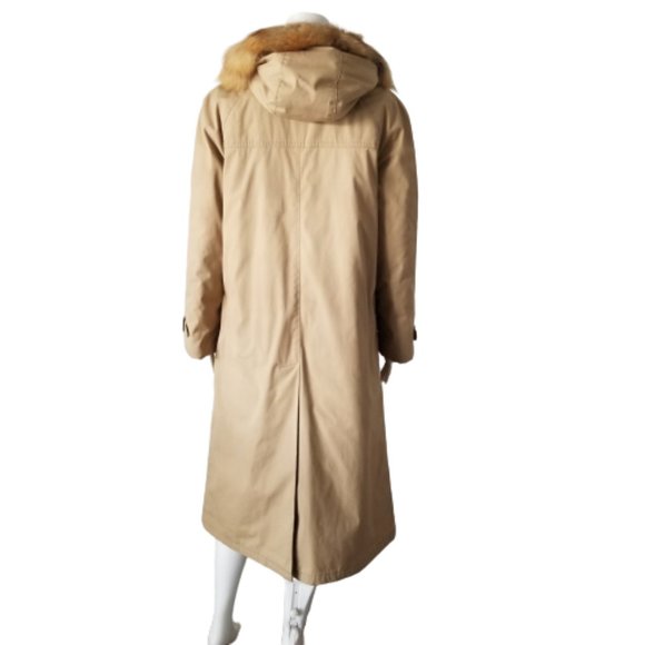 Zero King Trench Coat Hooded 100% Lambswool Filling Tan Womans Size 12 - Picture 4 of 10